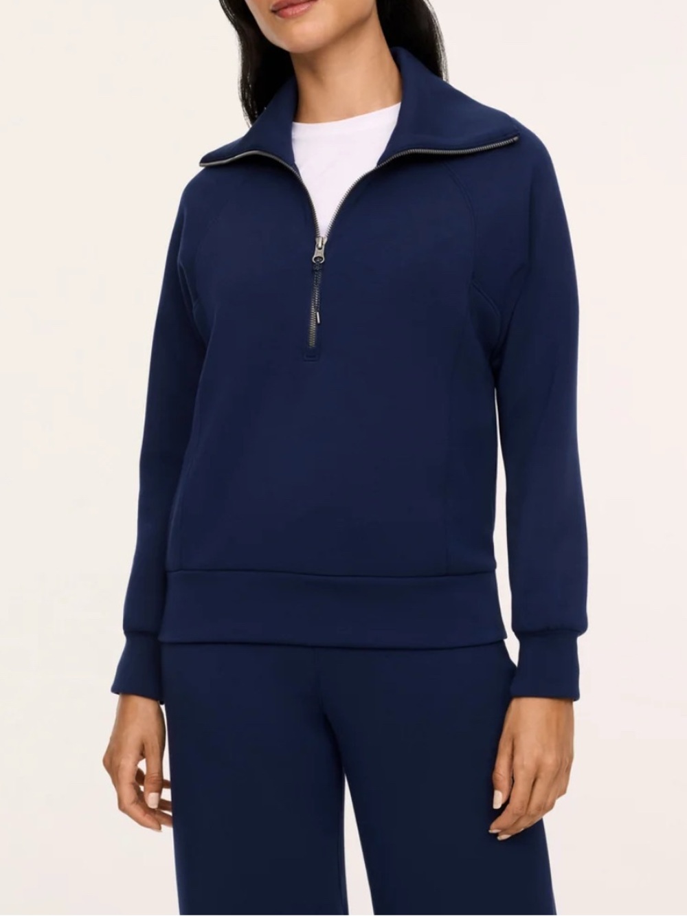Spanx Air Essentials Half Zip Sweatshirt Women's XL Navy Blue Cozy Soft Stretch